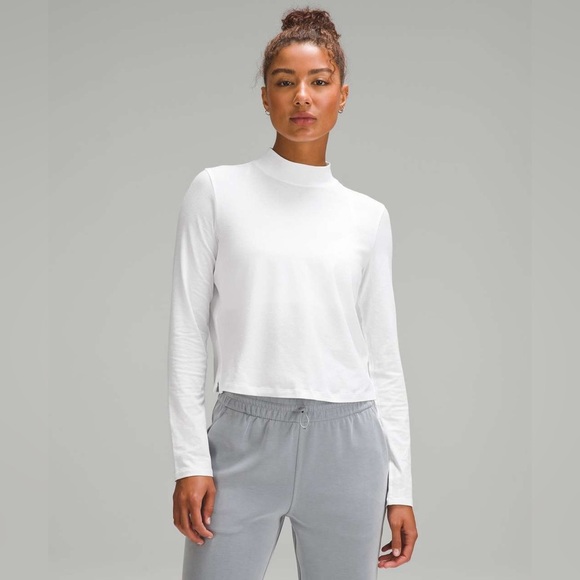 Lululemon Classic-Fit Cotton-Blend Mockneck Long-Sleeve Shirt White Size Large - Picture 1 of 4